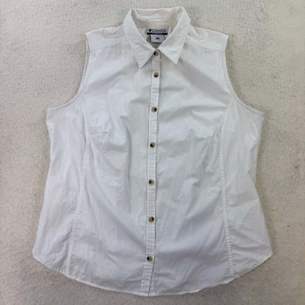 Columbia White Cotton Sleeveless Tank Outdoors Gorpcore Travel Top Size XL